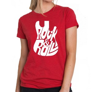 LA Pop Art Rock And Roll Guitar - Women's Premium Blend Word Art T-Shirt - 1 of 4