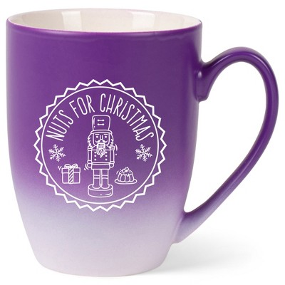 Elanze Designs Nuts For Christmas Nutcracker 10 ounce New Bone China Coffee Cup Mug, Holiday Kitchen Home D�cor, Purple & White Ombre