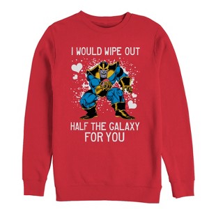 Men's Marvel Valentine Thanos Wipe Out Galaxy for You Sweatshirt - 1 of 3