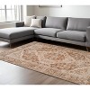 Sand And Brown Floral Medallion Area Rug With Fringe - 2 of 4