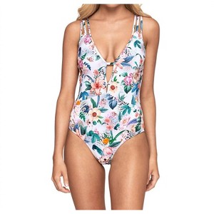 Women's Plunge V-Neck One Piece Swimsuit - Jets By Jessika Allen - 1 of 2