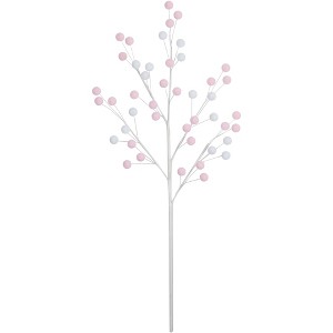 Northlight 24" Pink and White Pom Pom Christmas Spray - 1 of 4