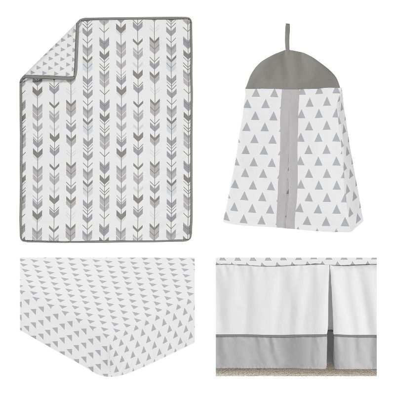Sweet Jojo Designs Boy or Girl Gender Neutral Unisex Baby Crib Bedding Set - Mod Arrow Grey and White 4pc, 3 of 8