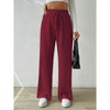 Clearlove Womens Wide Leg Palazzo Pleated Pants Ribbed Knit High Waist Flowy Drawstring Loose Casual Trousers - 3 of 4