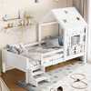 KWPZQEB Twin/Full Size Bed with House Design, Wood Floor Bed Frame w/ Bookcase & Guardrail, Blackboard & Window, Montessori Low Bed for Kids - 3 of 4