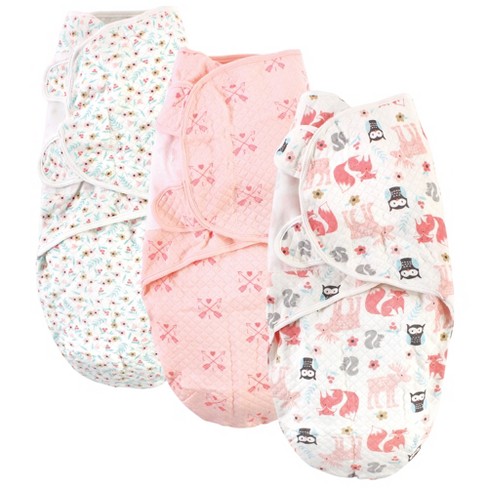 Hudson Baby Infant Girl Quilted Cotton Swaddle Wrap 3pk, Girl Forest, 0 ...