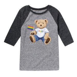 Boys' - Instant Message - Pride Teddy Bear -Toddler Raglan T-shirt - 1 of 3