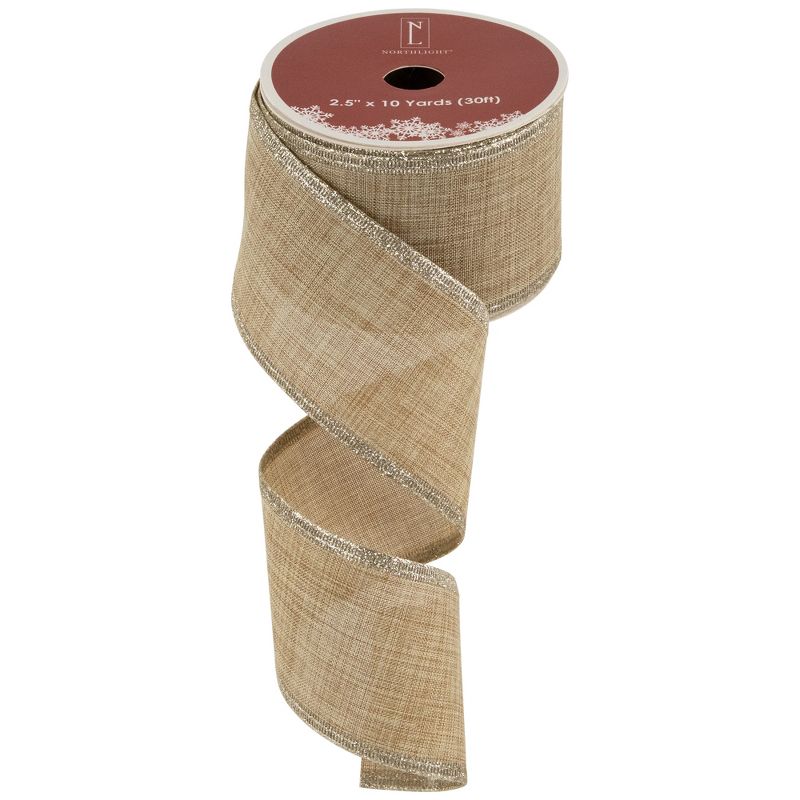 Northlight Burlap Style Wired Craft Ribbon 2.5" x 10 Yards, 3 of 6
