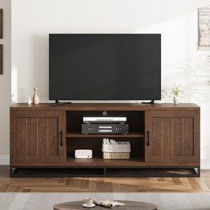 Garvee Farmhouse TV Stand for 75inch, Entertainment Center with Sturdy Metal Leg & Adjustable Shelves, Wooden Media Console for Living Room Bedroom - 1 of 4