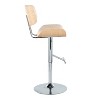 Set of 2 Lombardi Adjustable Barstools Chrome/Natural/Cream: Mid-Century, Tufted, Bent Wood, 360° Swivel - LumiSource - 3 of 4