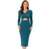 Allegra K Women's V Neck Long Sleeve Twist Front Cutout Bodycon Dress - 4 of 4