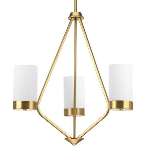 Progress Lighting Elevate 3-Light Chandelier, Brushed Bronze, Glass Shades - 1 of 4