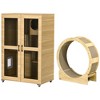 PawHut 2-Piece Catio and Cat Wheel with Brake Set, Indoor Pet Furniture Set for Cats Climbing, Lounging, and Playing, Oak - 4 of 4
