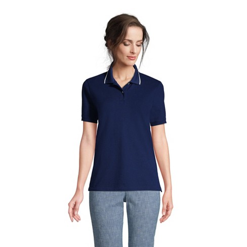 Lands' End Women's Tall Mesh Cotton Short Sleeve Polo Shirt - X Large ...