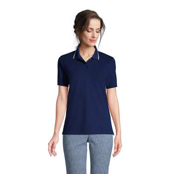 Lands' End Women's Tall Mesh Cotton Short Sleeve Polo Shirt