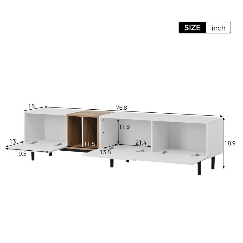 Modern TV Stand for TVs up to 80'', Entertainment Center with Large Storage Cabinet RE-ModernLuxe, 3 of 14
