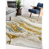 LunaLulinlk 60''x31.5'' Luxury Area Rug in Beige, Gold and Blue Abstract Design - 2 of 4