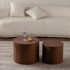 VYNXARIA Nesting Coffee Table Set of 2 Round Wooden Coffee Tables Circle Modern Table for Small Space Accent End Side Table,Walnut - 2 of 4
