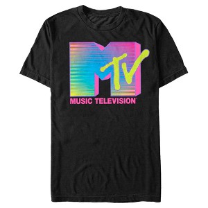 Men's MTV Retro Neon Stripe Logo T-Shirt - 1 of 3