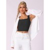 Allegra K Women's Ribbed with Built-In Bra Slim Fit Square Neck Tank Top - 4 of 4