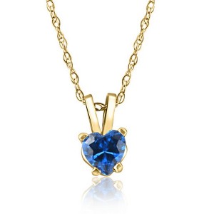 Pompeii3 Women's 1/2ct Blue Heart Shape Sapphire Pendent Yellow Gold 18" Chain Necklace - 1 of 4