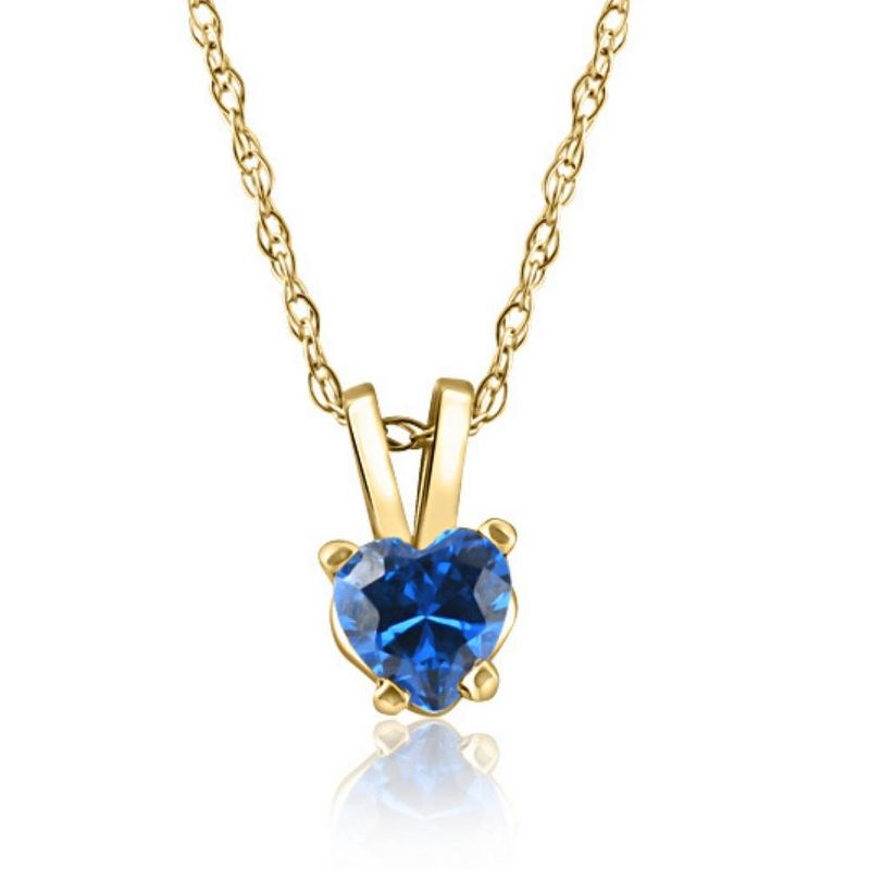 Pompeii3 Women's 1/2ct Blue Heart Shape Sapphire Pendent Yellow Gold 18" Chain Necklace, 1 of 4
