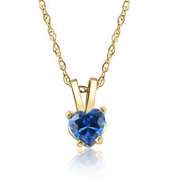 Pompeii3 Women's 1/2ct Blue Heart Shape Sapphire Pendent Yellow Gold 18" Chain Necklace