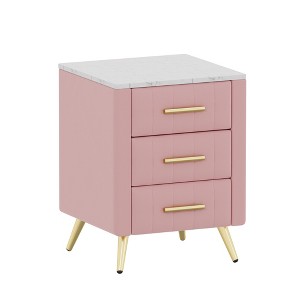 Dexmalle Modern Nightstand with 3 Drawers and Metal Legs - 1 of 4