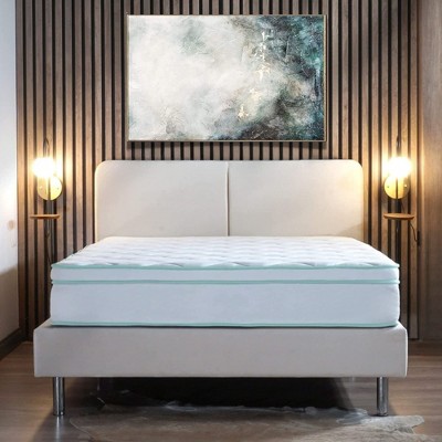 NicBex 10 Inch Cool Gel Memory Foam and Innerspring Mattress for a Cool Sleep,Fiberglass Free,Medium Feel Mattresses,White+Green