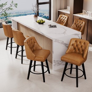 Dyonery Swivel Fabric Bar Stools, 26.8" Counter Height & 30" Bar Height, Tufted Upholstered Farmhouse Kitchen Island Chairs - 1 of 4