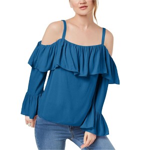 I.N.C International Concepts Womens Cold Shoulder Ruffled Pullover Blouse, Blue, XX-Large - 1 of 1