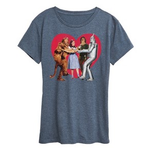 Women's - Wizard of Oz - Dorothy Tin Man Cowardly Lion and Scarecrow Heart Short Sleeve Graphic T-Shirt - 1 of 4