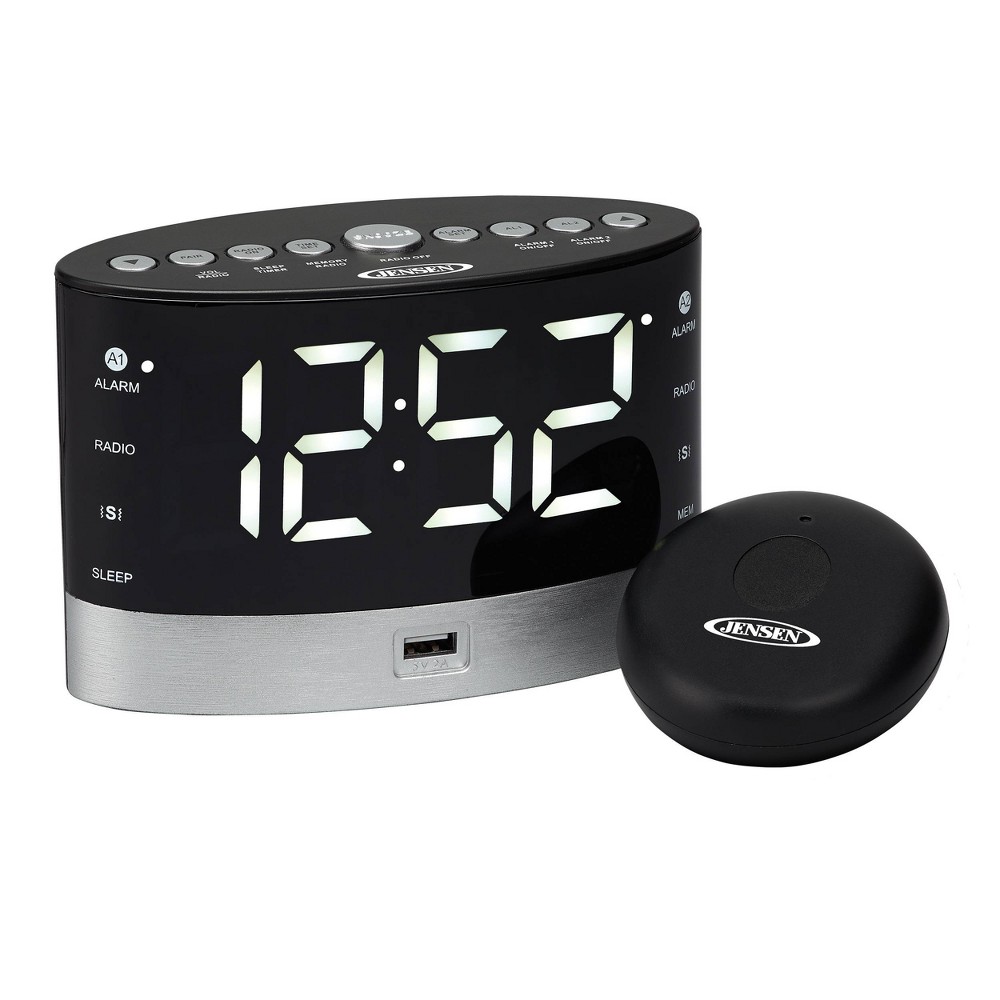 Jensen AM/FM Digital Dual Alarm Clock Radio with Under Pillow Vibrator