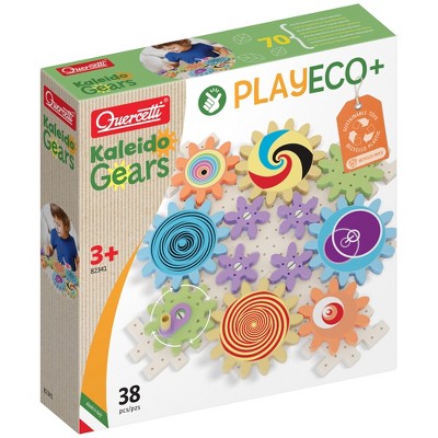 Quercetti: PlayEco+ Kaleido Gears - 38pc Gear Playset, Colorful STEM Toy