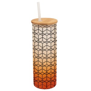 Elanze Designs Modern Diamond Geometric Pattern Wrap-Around Design 25 Ounce Frosted Gradient Glass On-The-Go Coffee Travel Skinny Tumbler Mug Cup, - 1 of 1