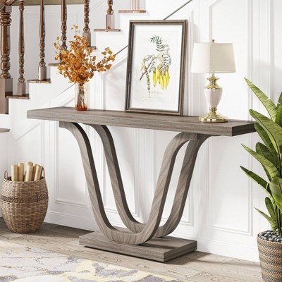 LITTLE TREE 55" Farmhouse Console Table Light Gray