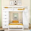 Twin Over Twin Bunk Bed with LED Lights and USB Ports, Space-Saving Kids' Loft Bed with Desk & Drawers, White/Gray - ModernLuxe - 2 of 4