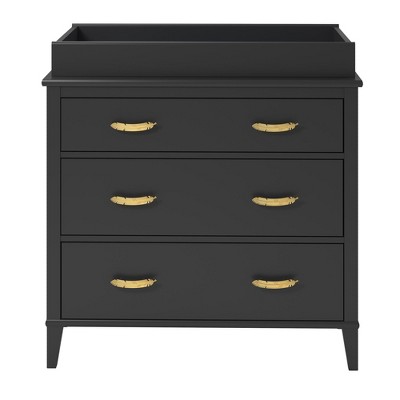 Little Seeds Monarch Hill Hawken 3 Drawer Changing Table with Gold Feather Drawer Pull, Black