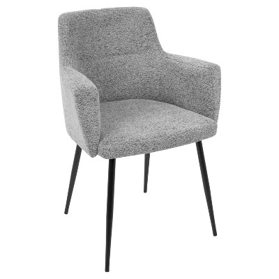 Gray Faux Leather Upholstered Arm Chair with Wood and Metal Frame