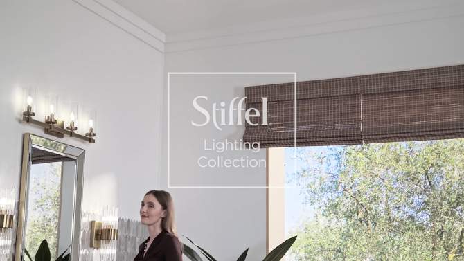 Stiffel Modern Art Deco Ceiling Light Flush Mount Fixture Gold 18" Wide Open Grid Fabric Drum Shade Bedroom Kitchen, 2 of 9, play video