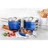 Granitestone Blue 15 Piece Stackmaster Nonstick Cookware Set with Glass Lids - image 3 of 4