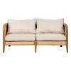 56" Boho Outdoor Wicker Loveseat Sofa with Cushions, Weatherproof Acacia Wood Patio Couch for Garden & Porch-Baofuwish - 2 of 4
