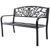 Tangkula 50"Patio Bench Porch Chair Steel Frame Cast Iron Loveseat w/ Backrest for Park Garden - 3 of 4