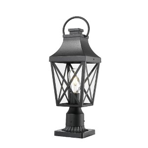 Syemin Outdoor Wall Lights Lamp Post Light Fixture, Lampshade Waterproof, Fence Post Deck Lighting, Black, 7"*7"*21.3" - 1 of 4