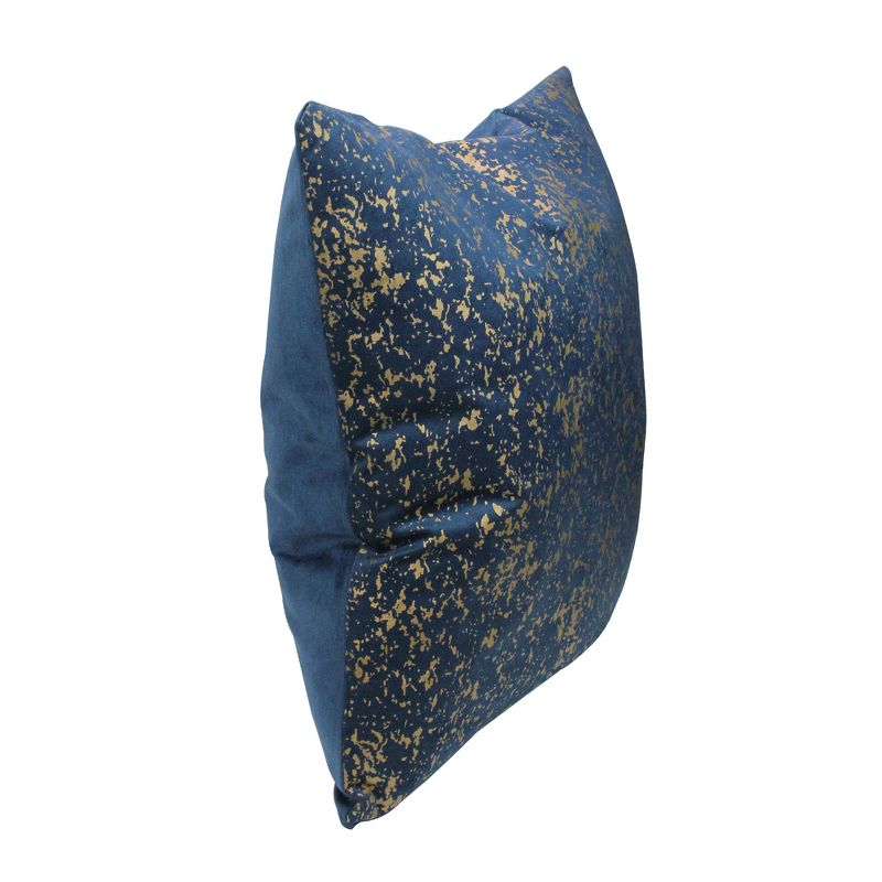 Northlight 17" Square Crackle Velvet Indoor Throw Pillow - Blue/Gold, 2 of 3