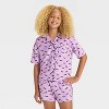 Girls' Halloween Bats Short Sleeve Button-Down Pajama Set - art class™ Purple - 3 of 4