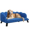 MaseiKar Velvet Large Dog Couch with Foam Cushion, Soft and Cute Dog Bed with Pearl Design, Dog Sofa for Big and Medium Dogs, Dark Blue - 2 of 4
