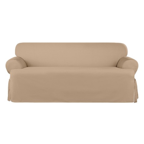 Farmhouse Basketweave Sofa Slipcover Oatmeal - Sure Fit