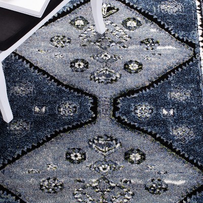 Elegant Vintage 8' x 10' Blue/Grey Synthetic Rectangular Rug
