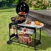 KTMBDW Portable Charcoal Grill with Cart, BBQ Charcoal Grill with Porcelain-Enameled Lid & Slide Out Ash Catcher Thermometer for Camping, Backyard - 4 of 4